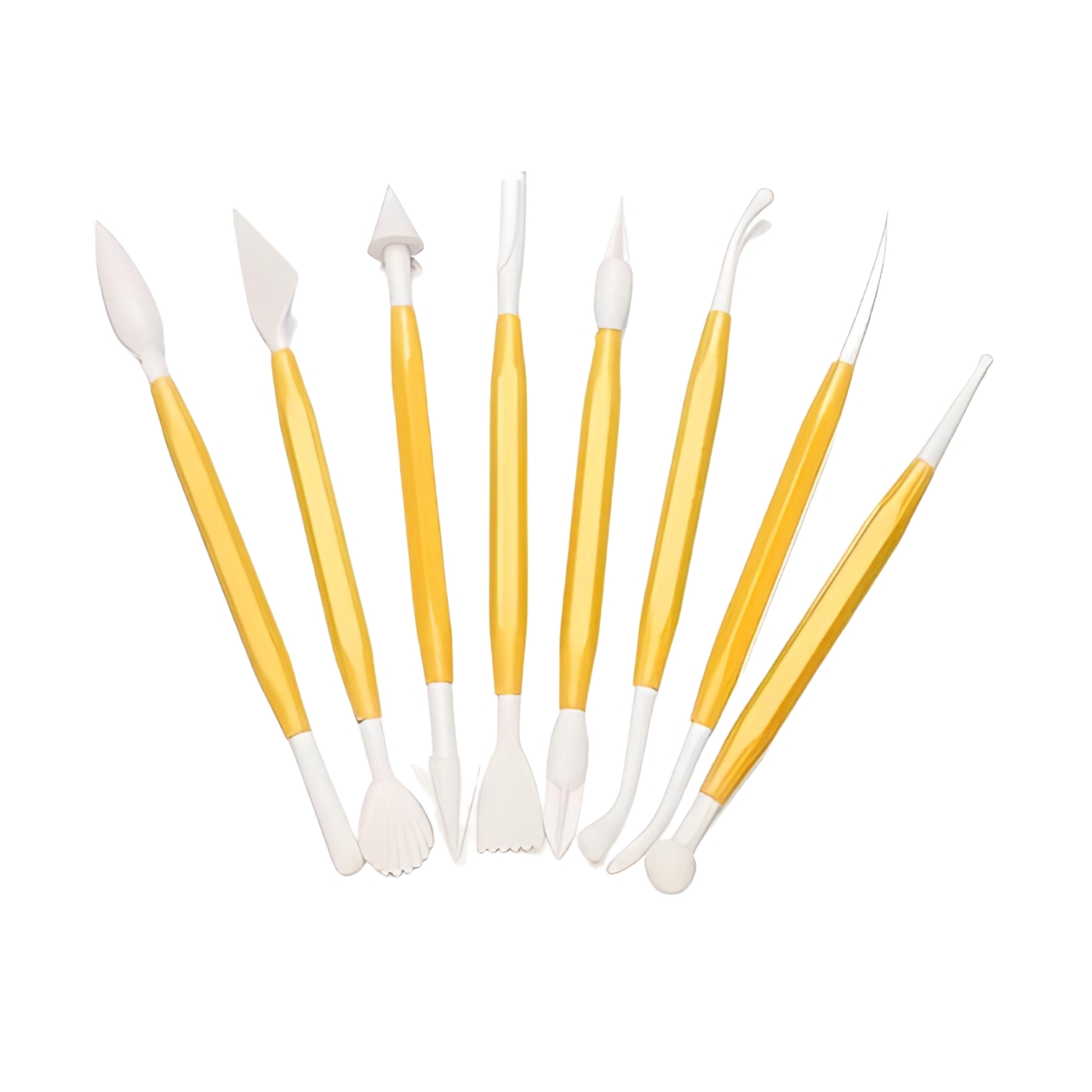 8 Pieces Cake Decorating Sugarcraft Modelling Tools Kit - yellow 